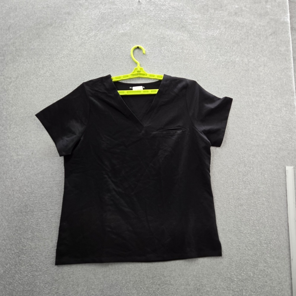 Mandala Women Scrub Top XL Black Equa-Tek Activewear Short‎ Sleeve